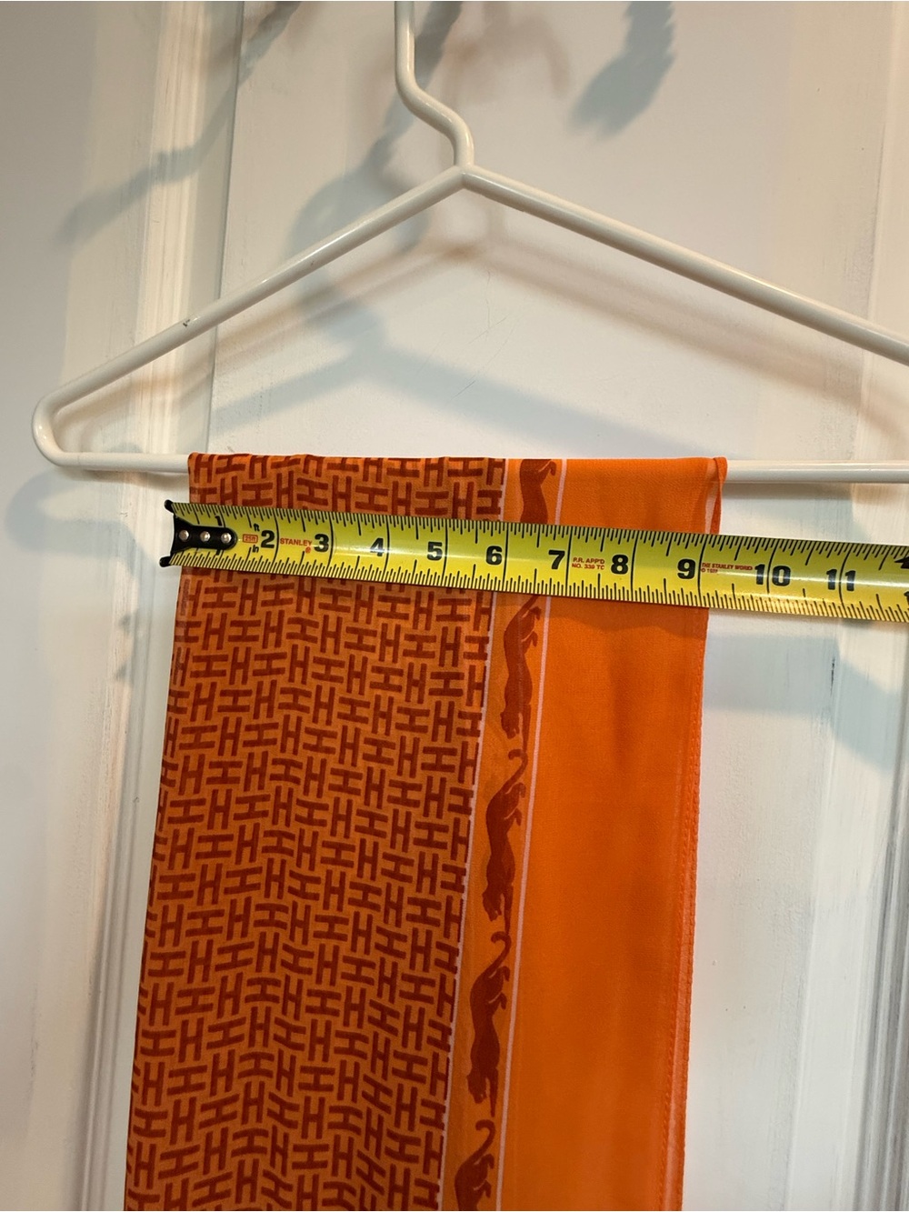 Orange Patterned Silk Scarf - Picture 5 of 6